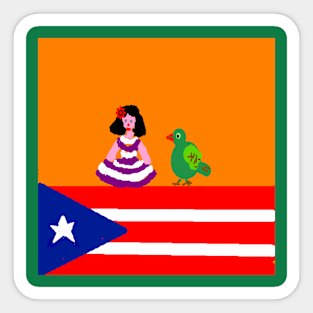 Sporty Puerto Rico Design on Green Background Sticker